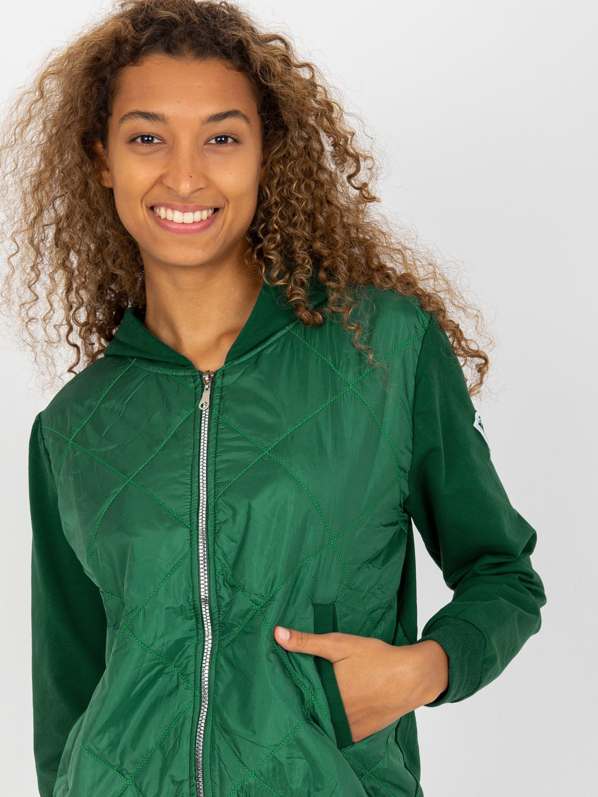 Gewatteerde Bomber Hoodie – Donkergroen