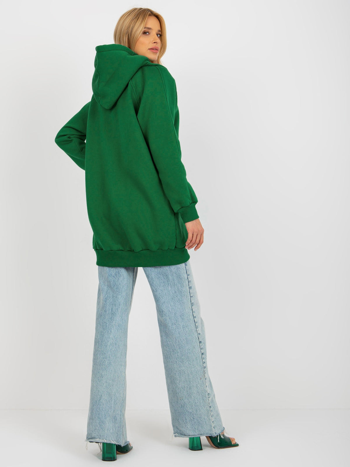 Lange Basic Hoodie – Donkergroen