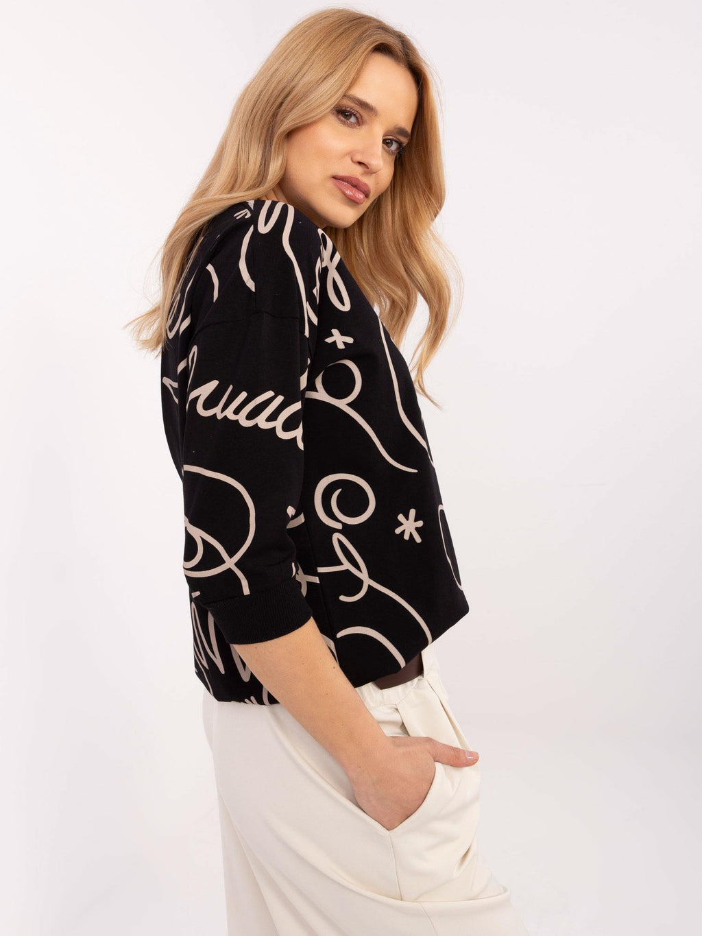 Abstracte Print Blouse – Zwart