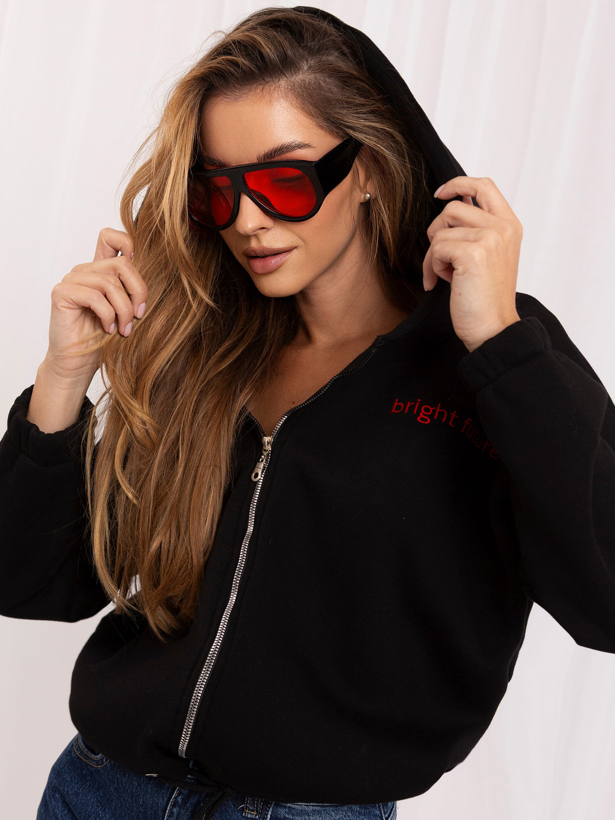 Michelle Hoodie met Borduursel – Zwart
