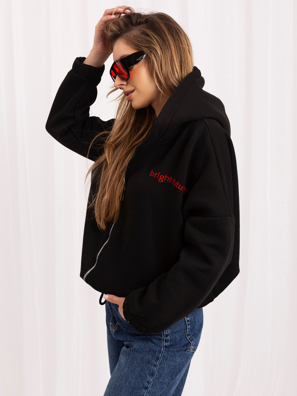 Michelle Hoodie met Borduursel – Zwart