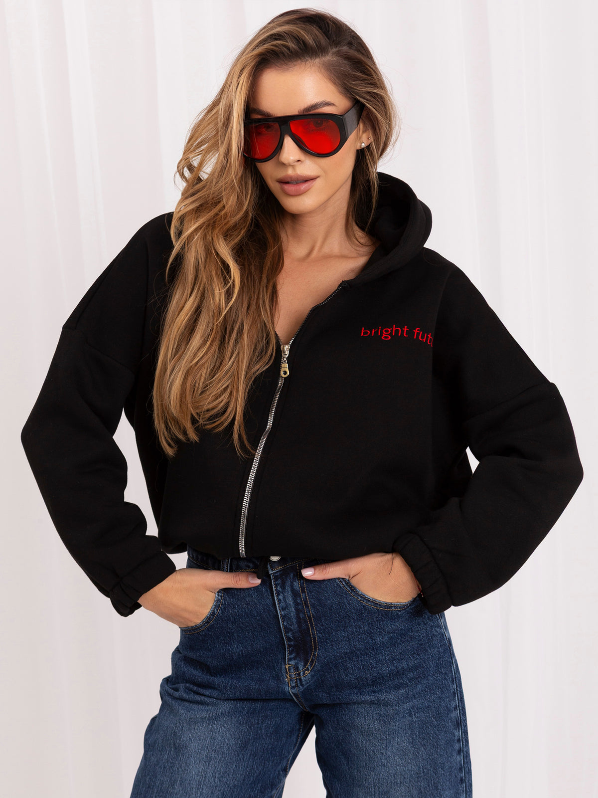 Michelle Hoodie met Borduursel – Zwart