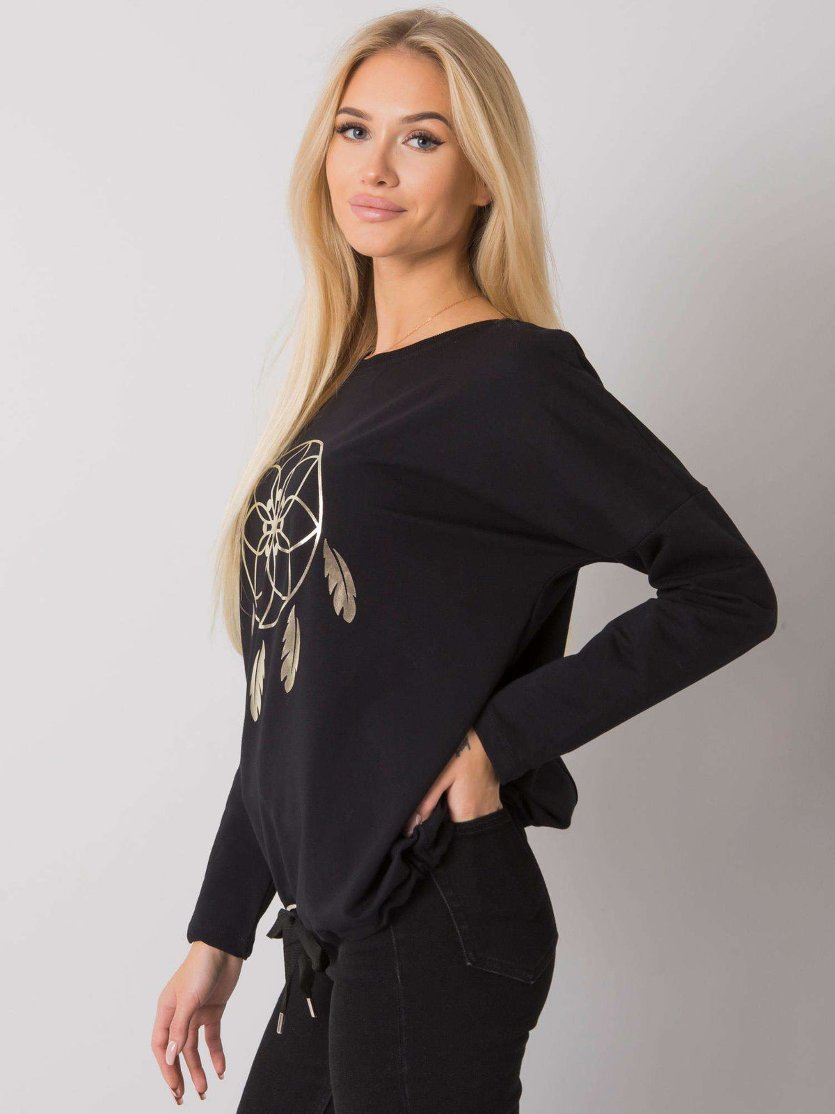 Top met Dromenvanger Print – Zwart