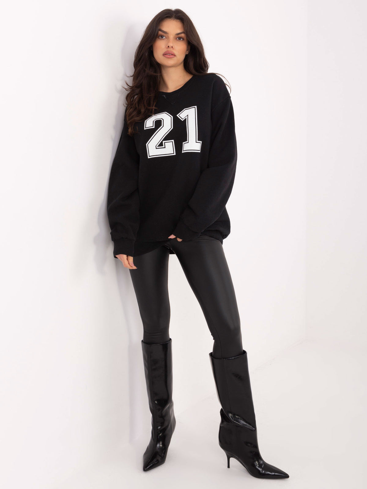 Oversized Sweater met Print – Zwart