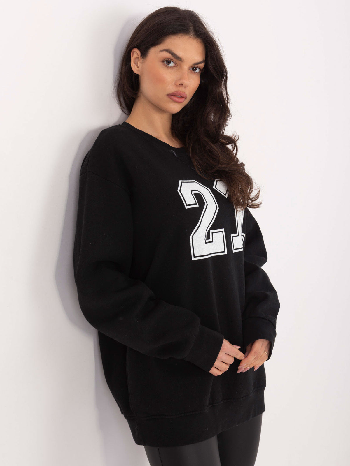 Oversized Sweater met Print – Zwart
