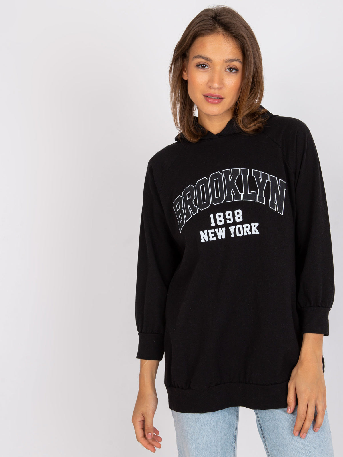 Lange Roxane Hoodie met Print – Zwart