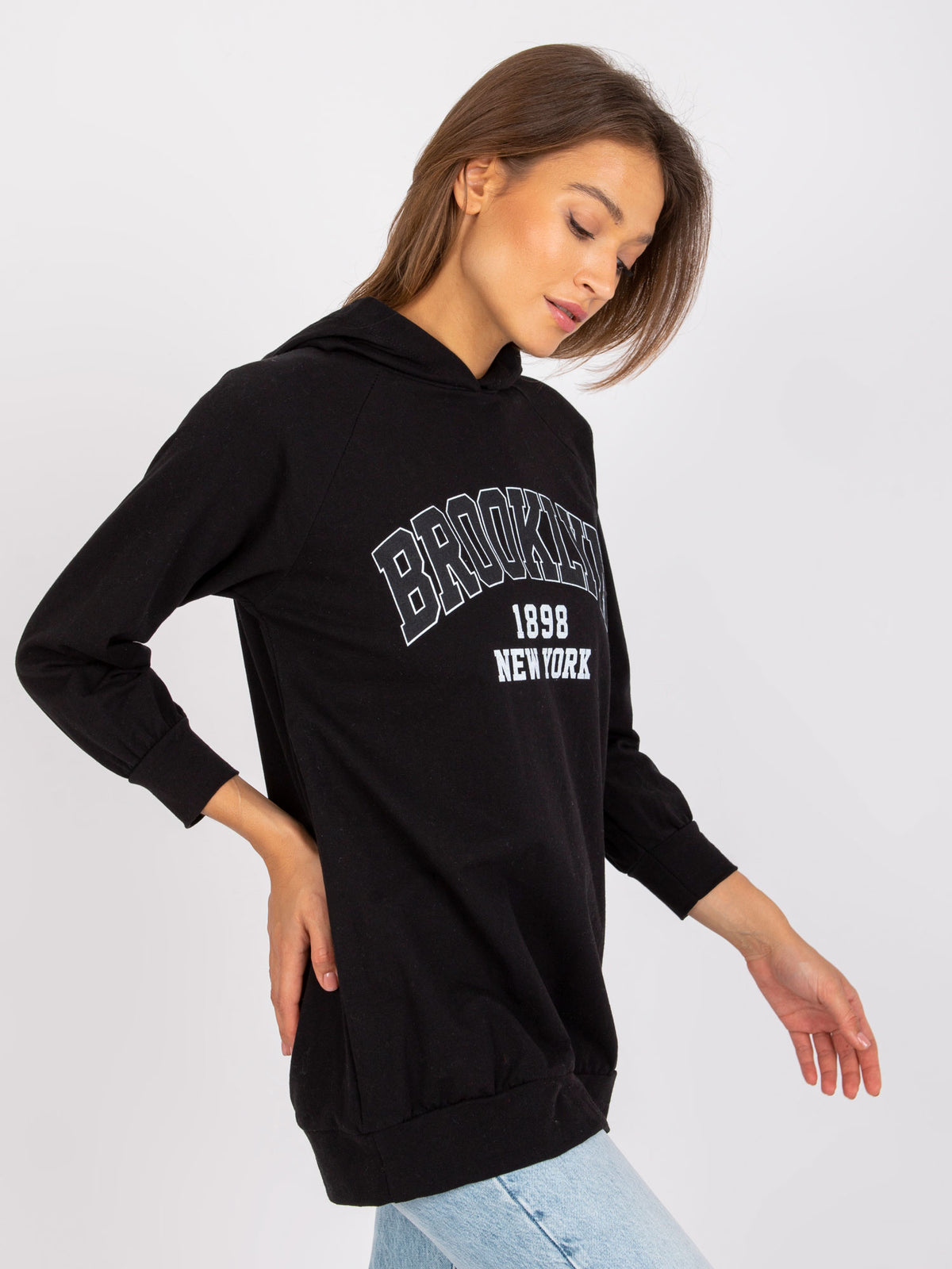 Lange Roxane Hoodie met Print – Zwart