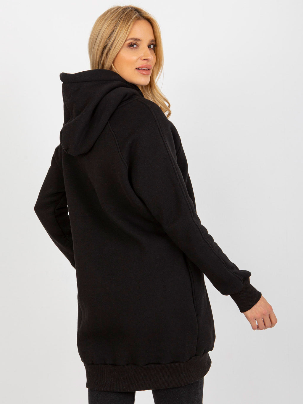 Lange Basic Hoodie – Zwart