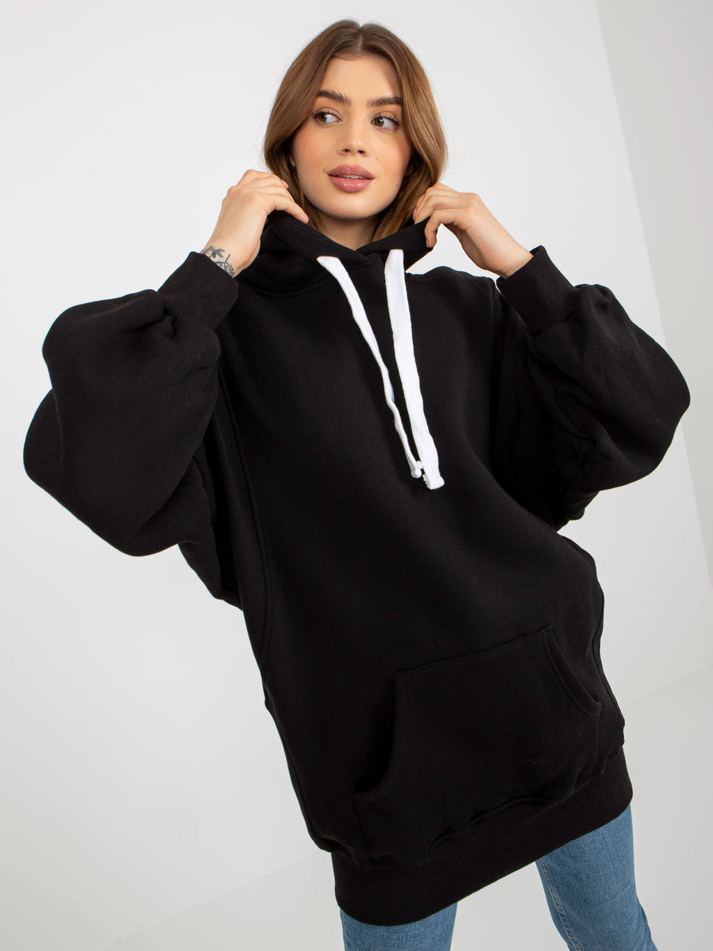 Lange Oversized Hoodie – Zwart