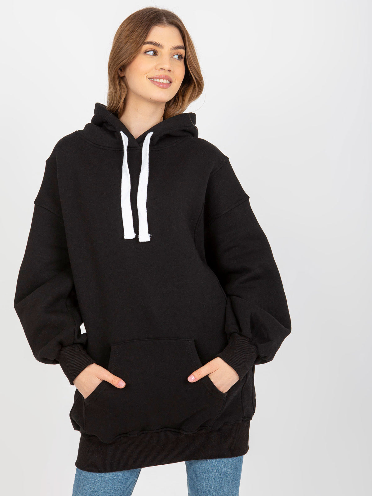 Lange Oversized Hoodie – Zwart