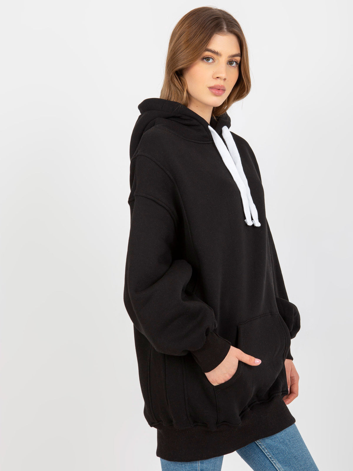 Lange Oversized Hoodie – Zwart