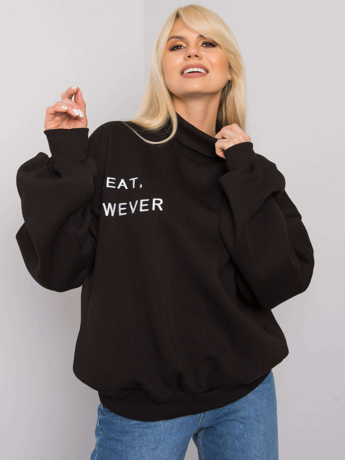 Warm Gevoerde Sweater met Col – Zwart