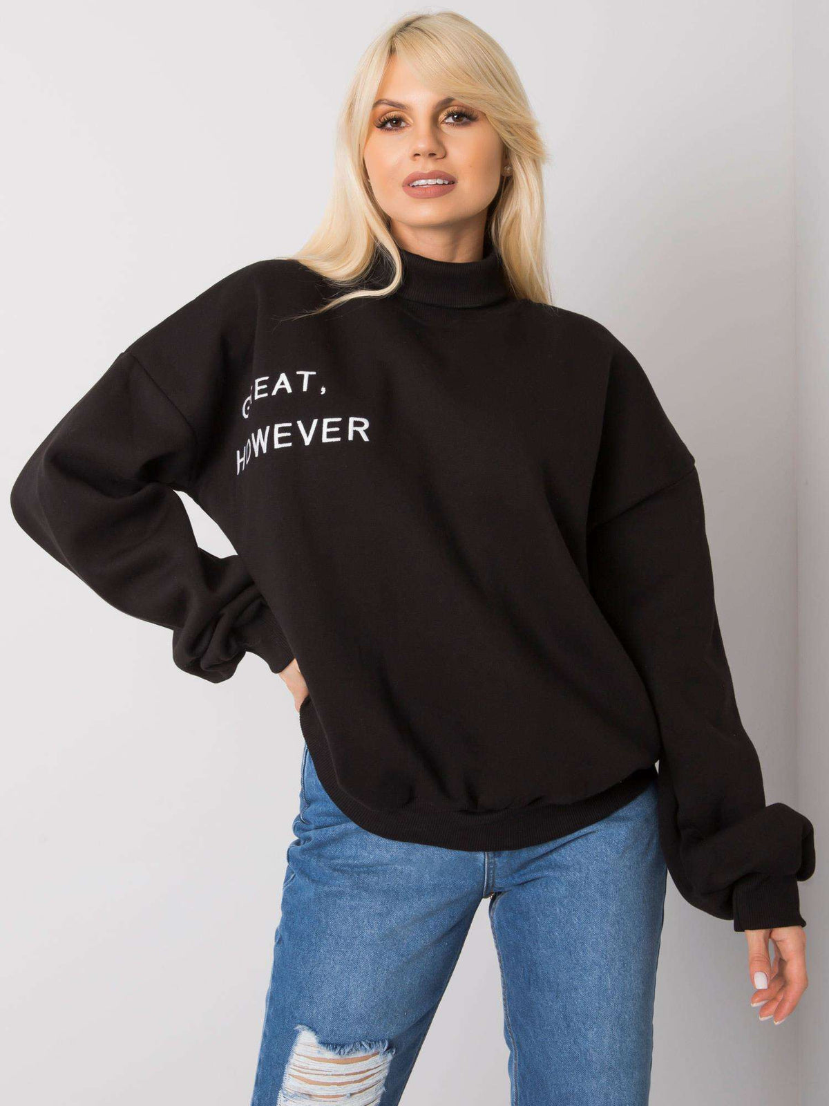 Warm Gevoerde Sweater met Col – Zwart