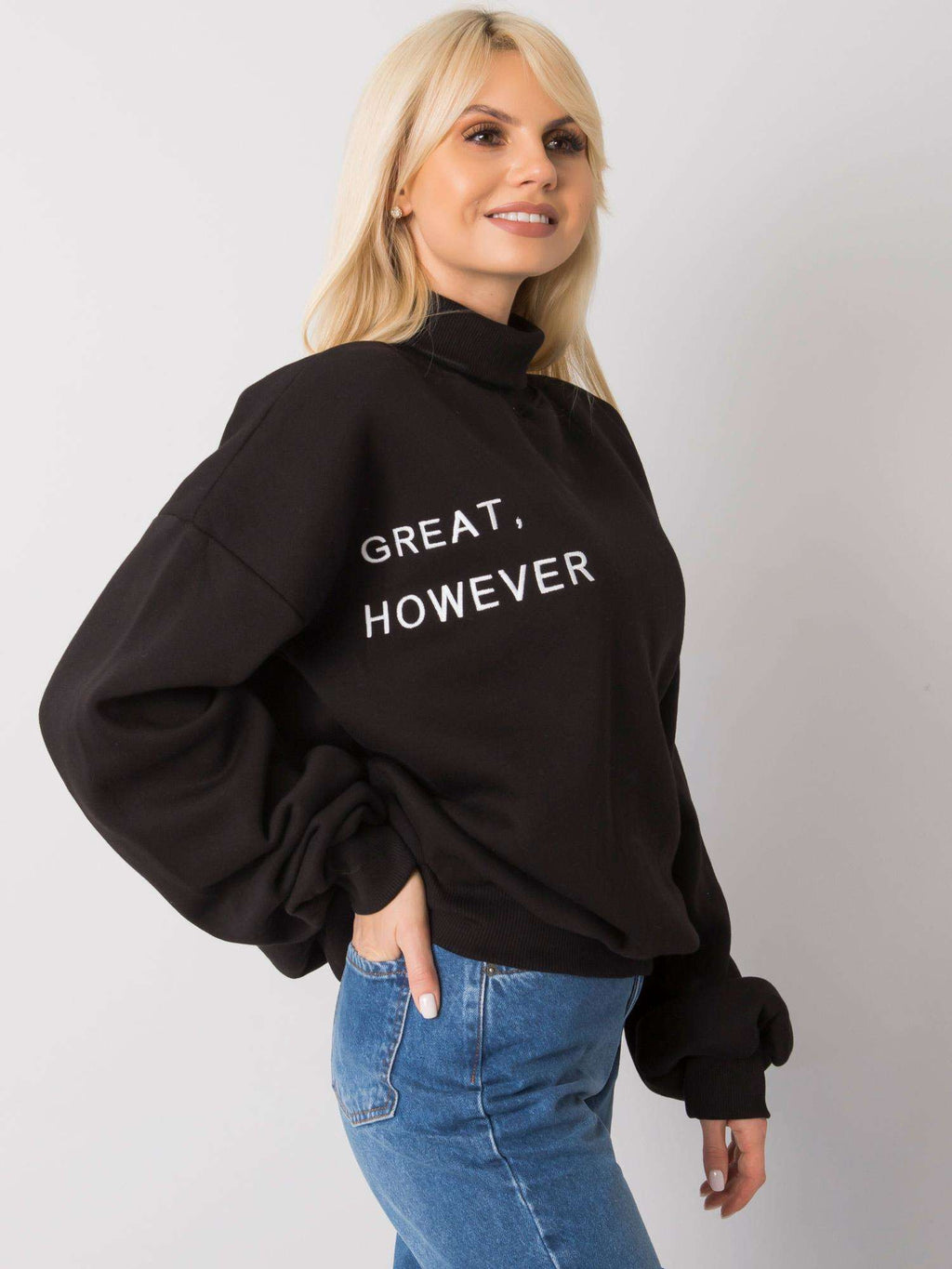 Warm Gevoerde Sweater met Col – Zwart