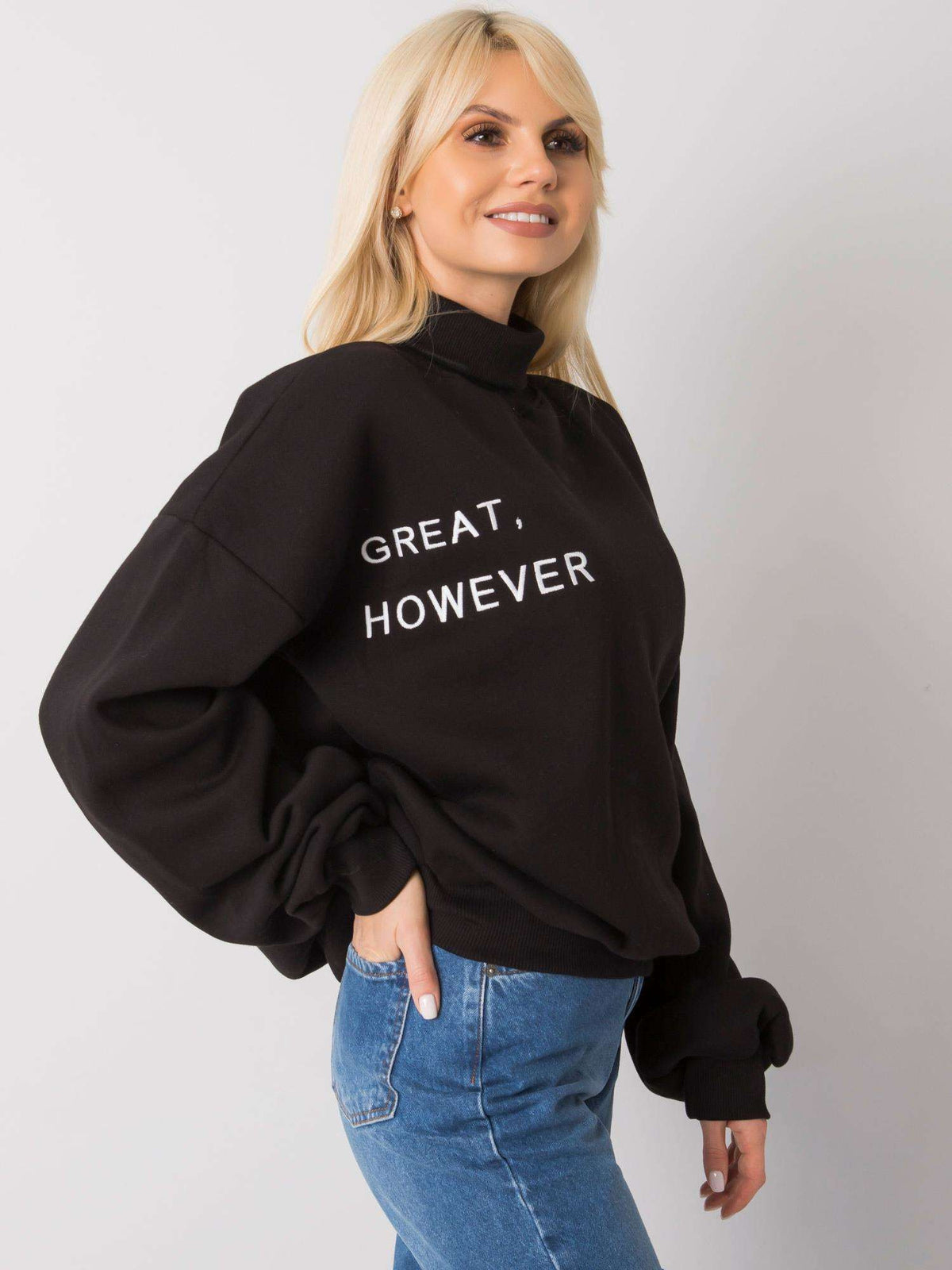 Warm Gevoerde Sweater met Col – Zwart