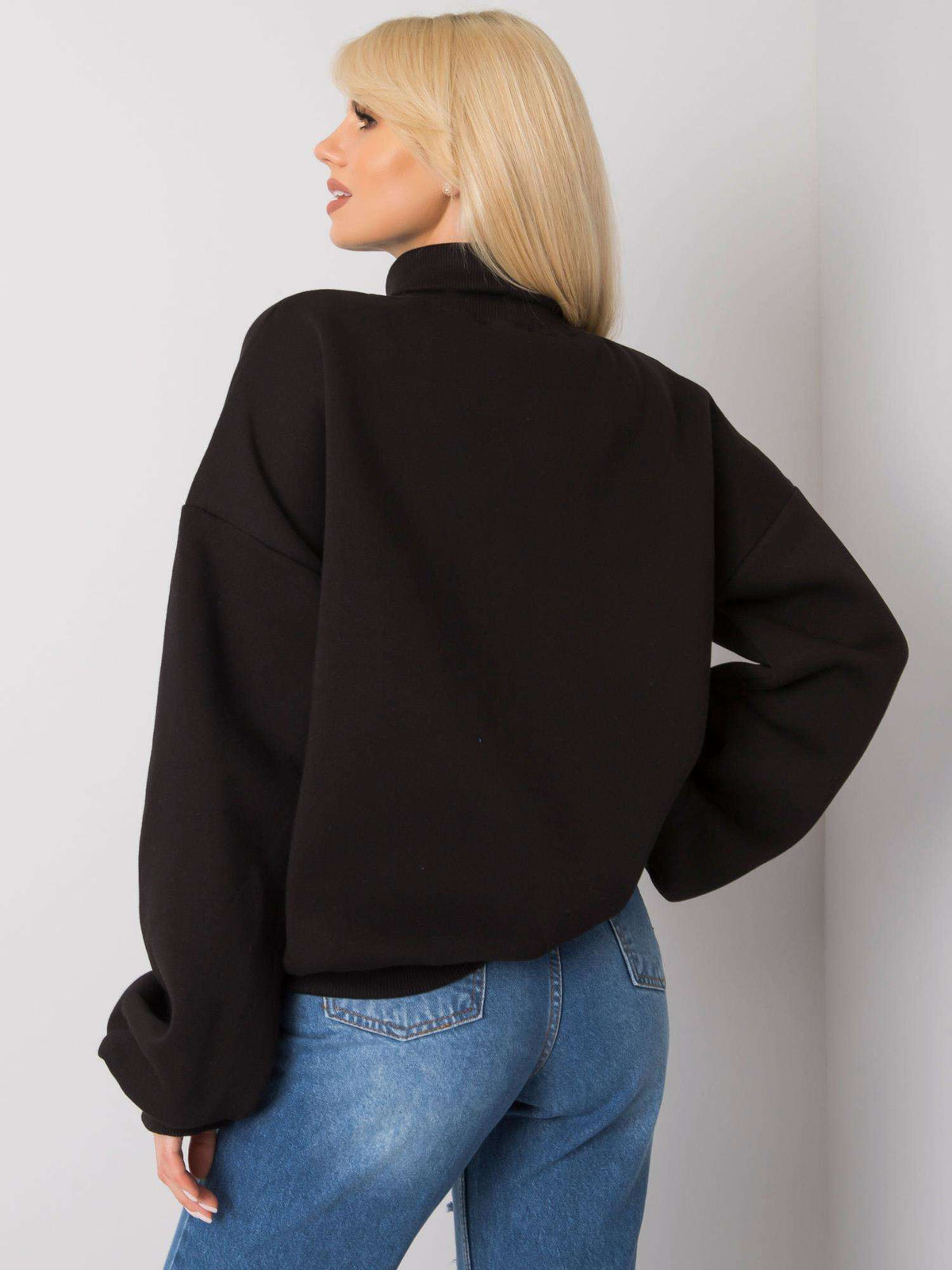 Warm Gevoerde Sweater met Col – Zwart