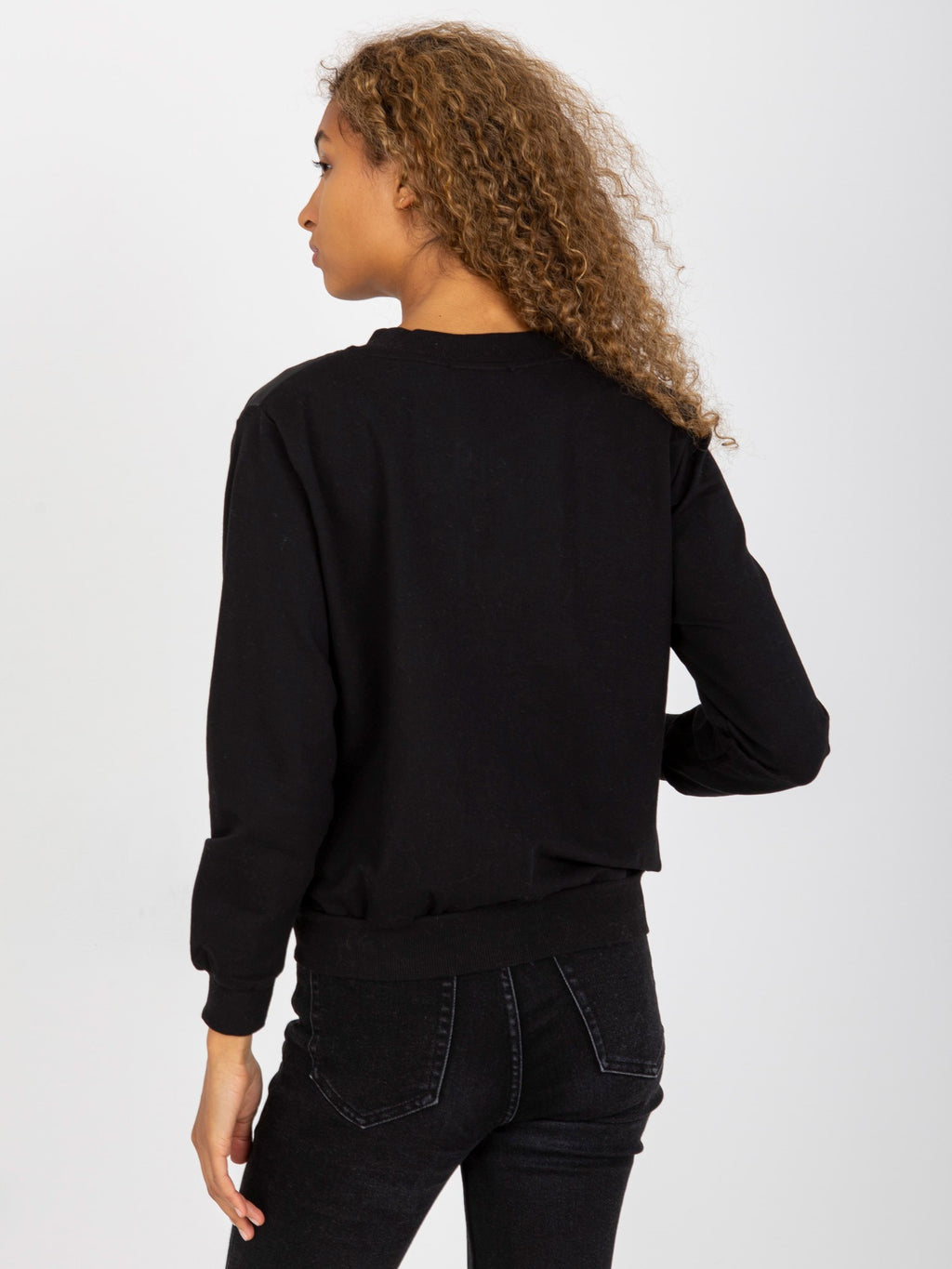 Gewatteerde Bomber Sweater met Patch – Zwart