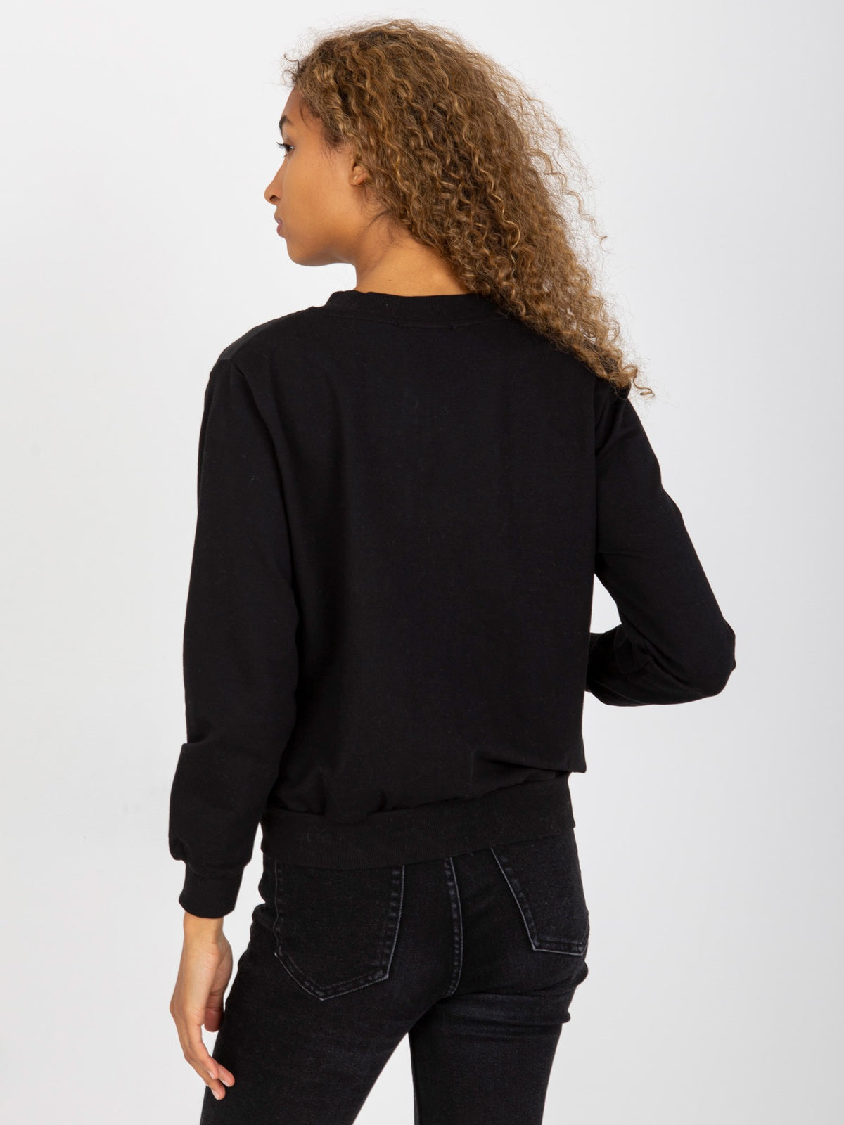 Gewatteerde Bomber Sweater met Patch – Zwart