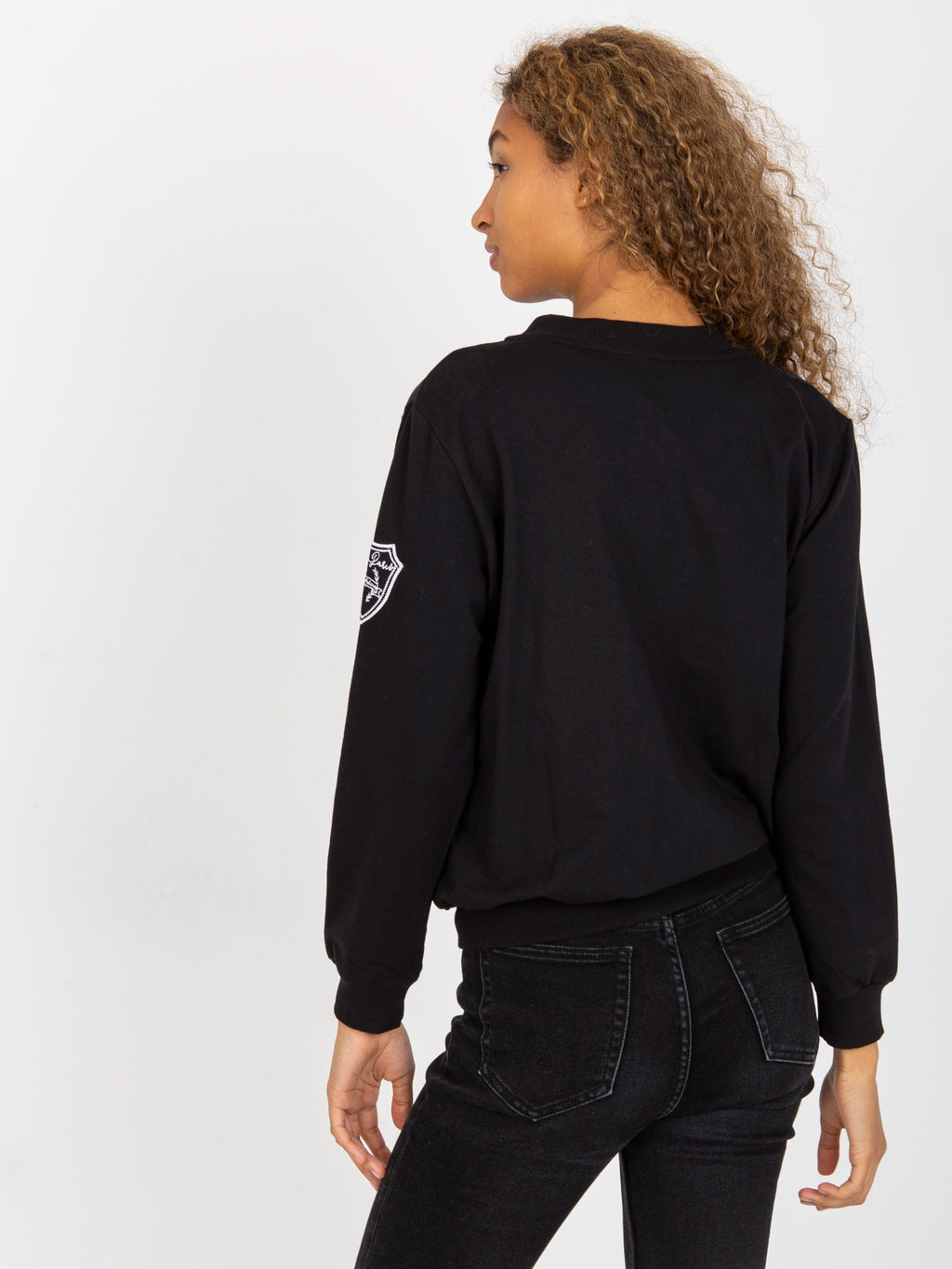 Gewatteerde Bomber Sweater – Zwart