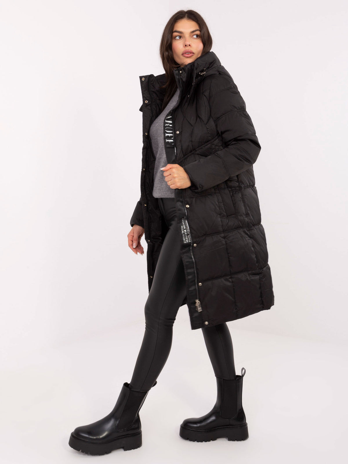 Lange Winterjas GAROFF met Capuchon – Zwart