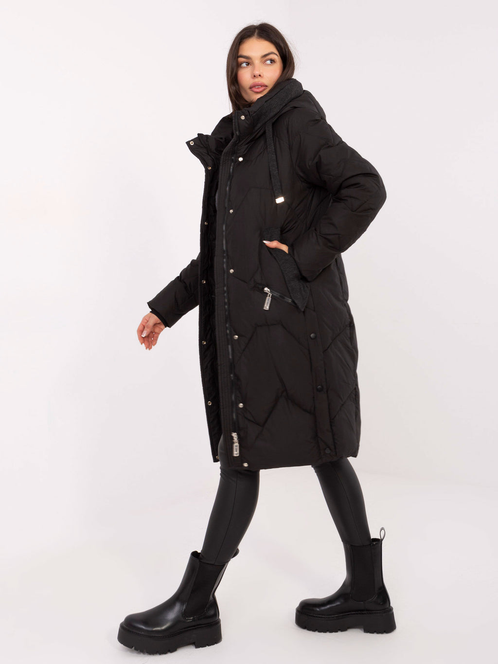 Gewatteerde Winterjas GAROFF met Capuchon – Zwart