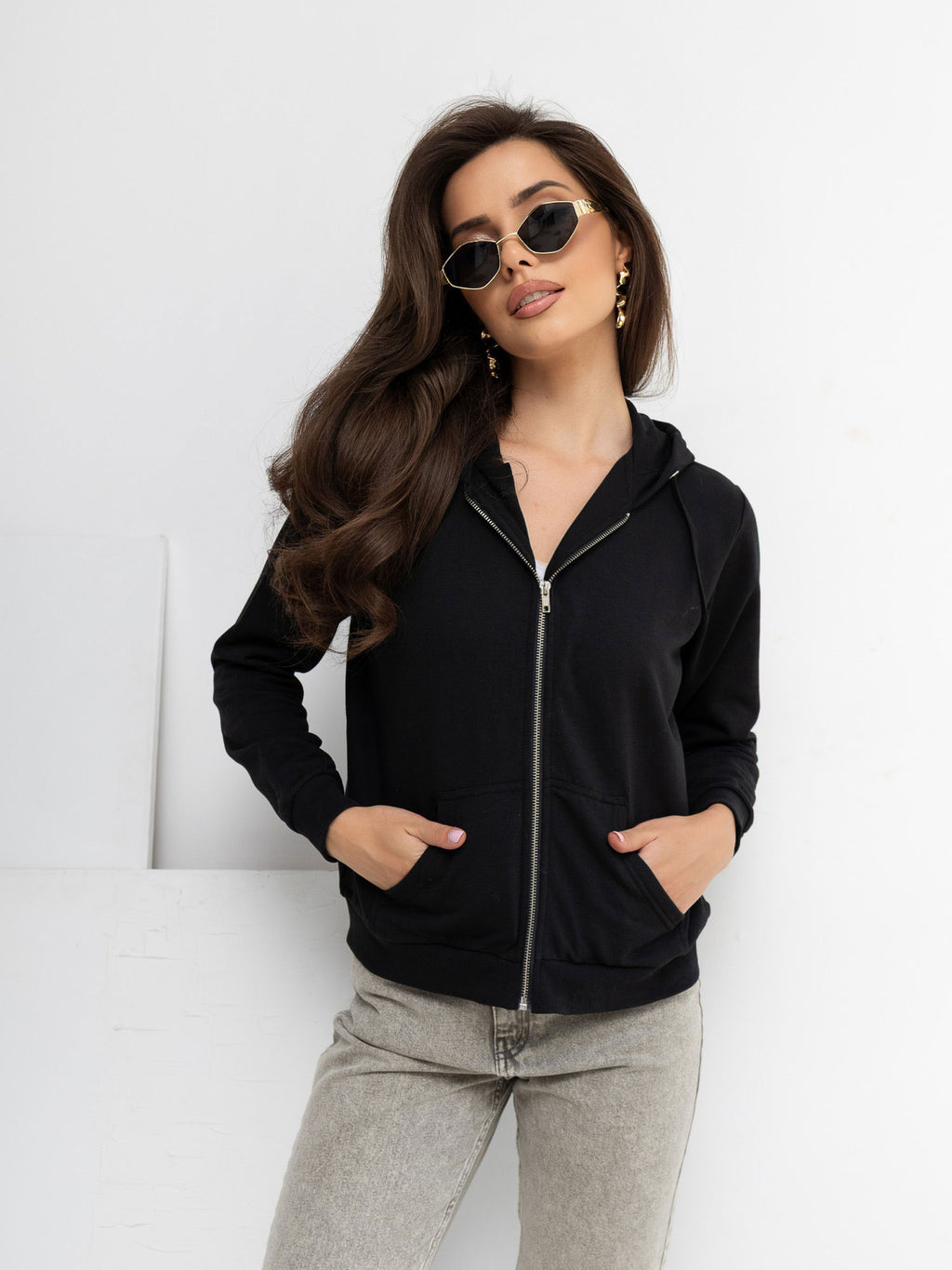 Basic Hoodie met Rits – Zwart