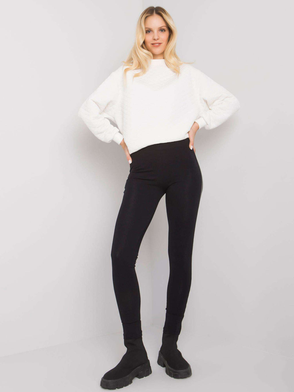 Katoenen Legging met Sierstrepen – Zwart