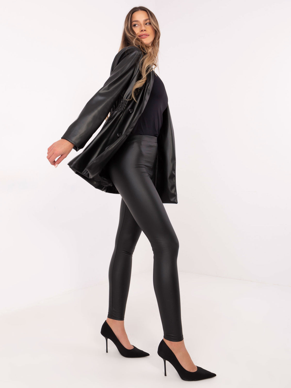 Gevoerde Leatherlook Legging – Zwart