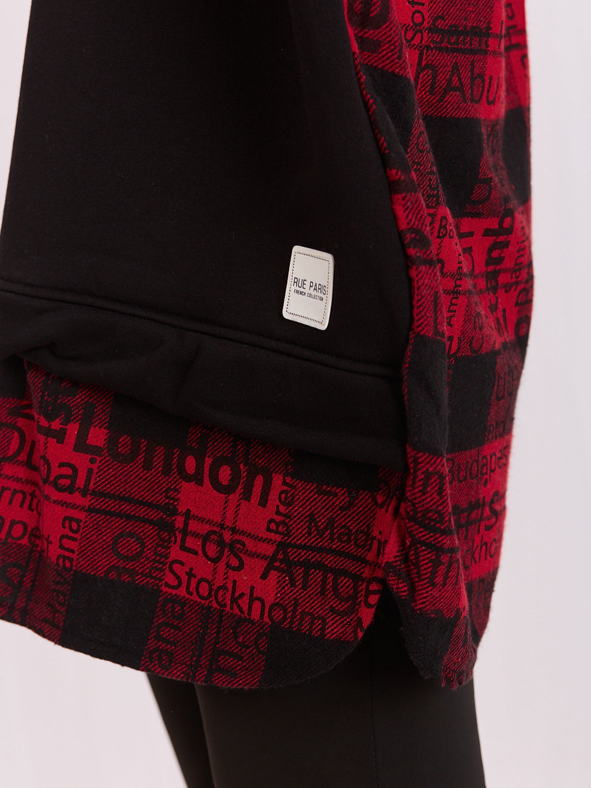 Hoodie met Contrasterende Print – Zwart/Rood