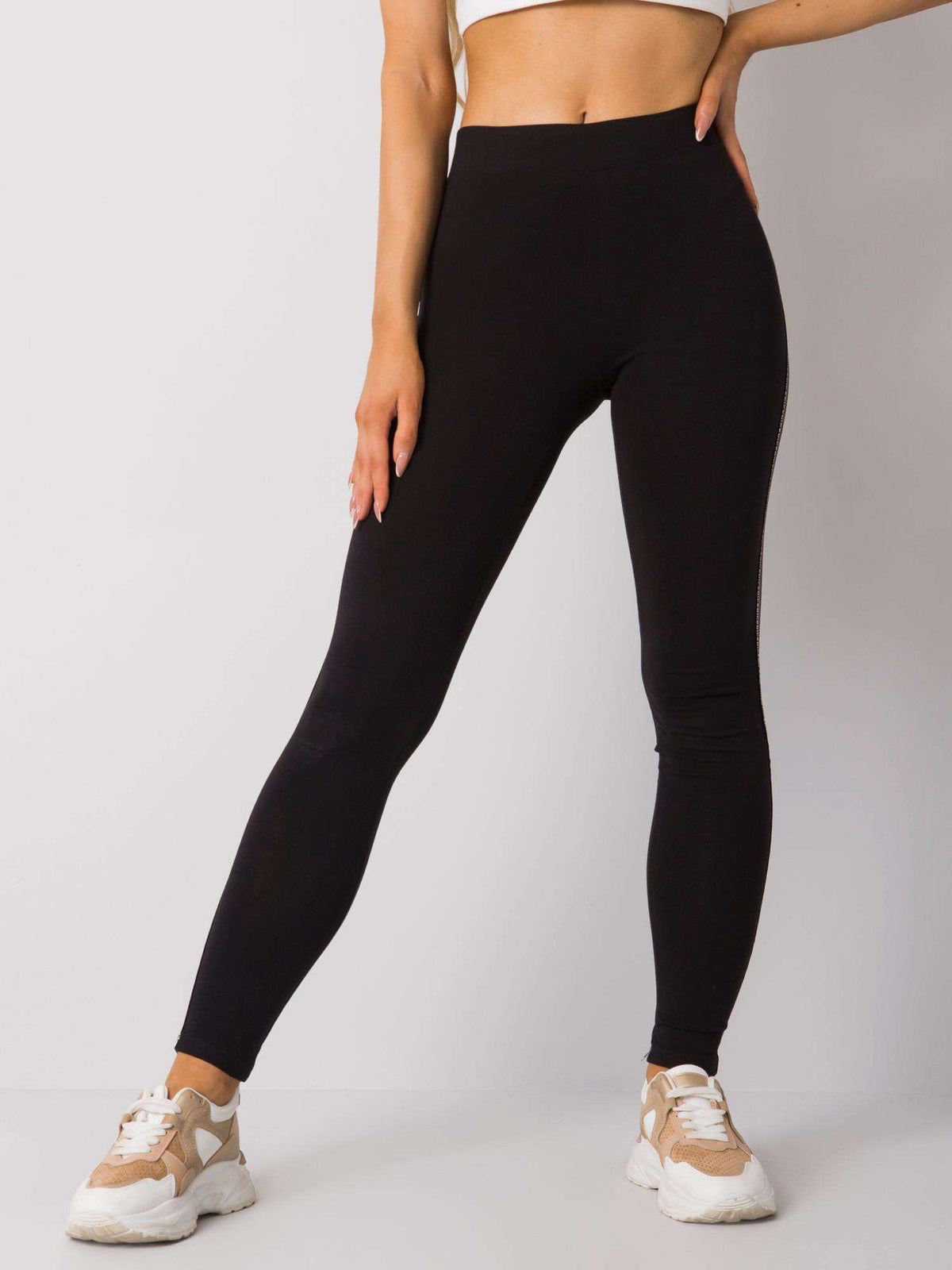 Legging met Gouden Strepen – Zwart/Goud