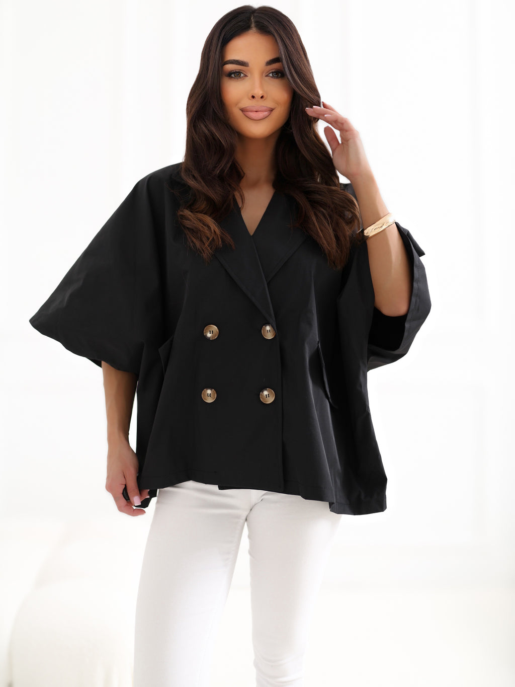 Korte Oversized Damesjas – Zwart
