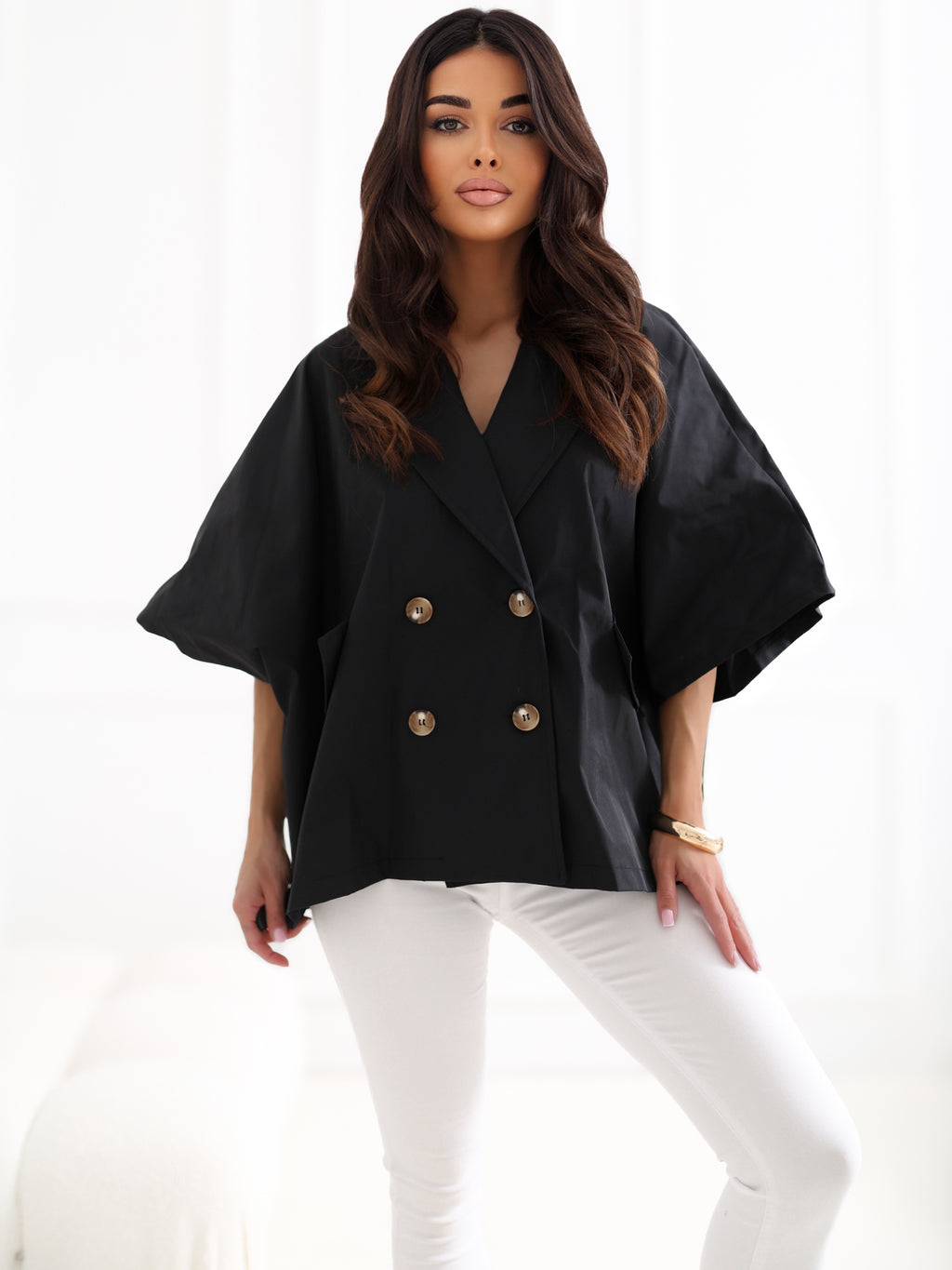 Korte Oversized Damesjas – Zwart