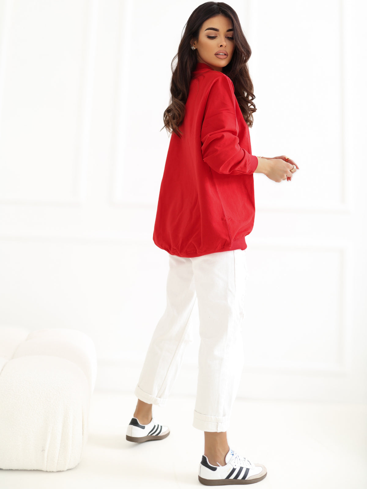 Twist Sweater met Hoge Kraag – Rood