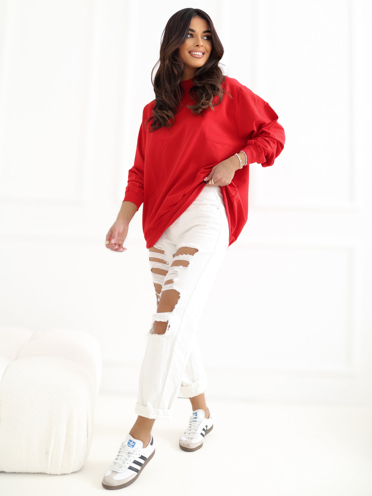 Twist Sweater met Hoge Kraag – Rood
