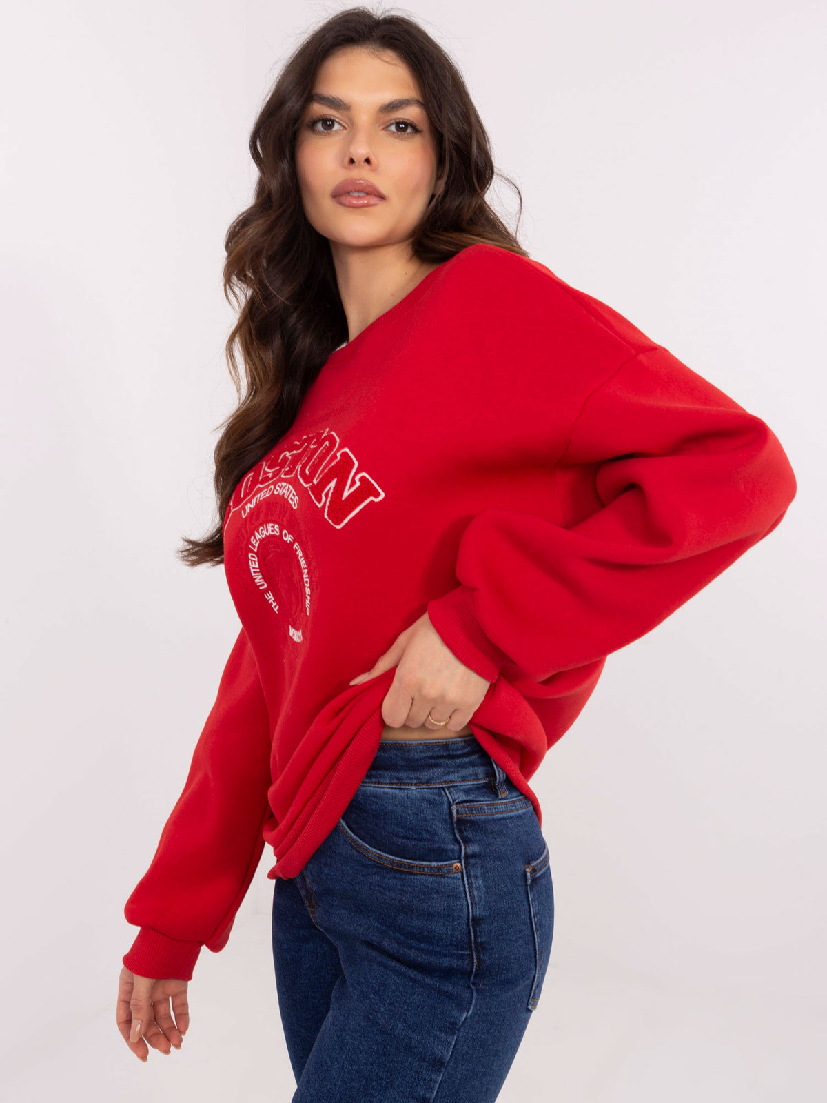 Oversized Sweater met Tekst – Rood