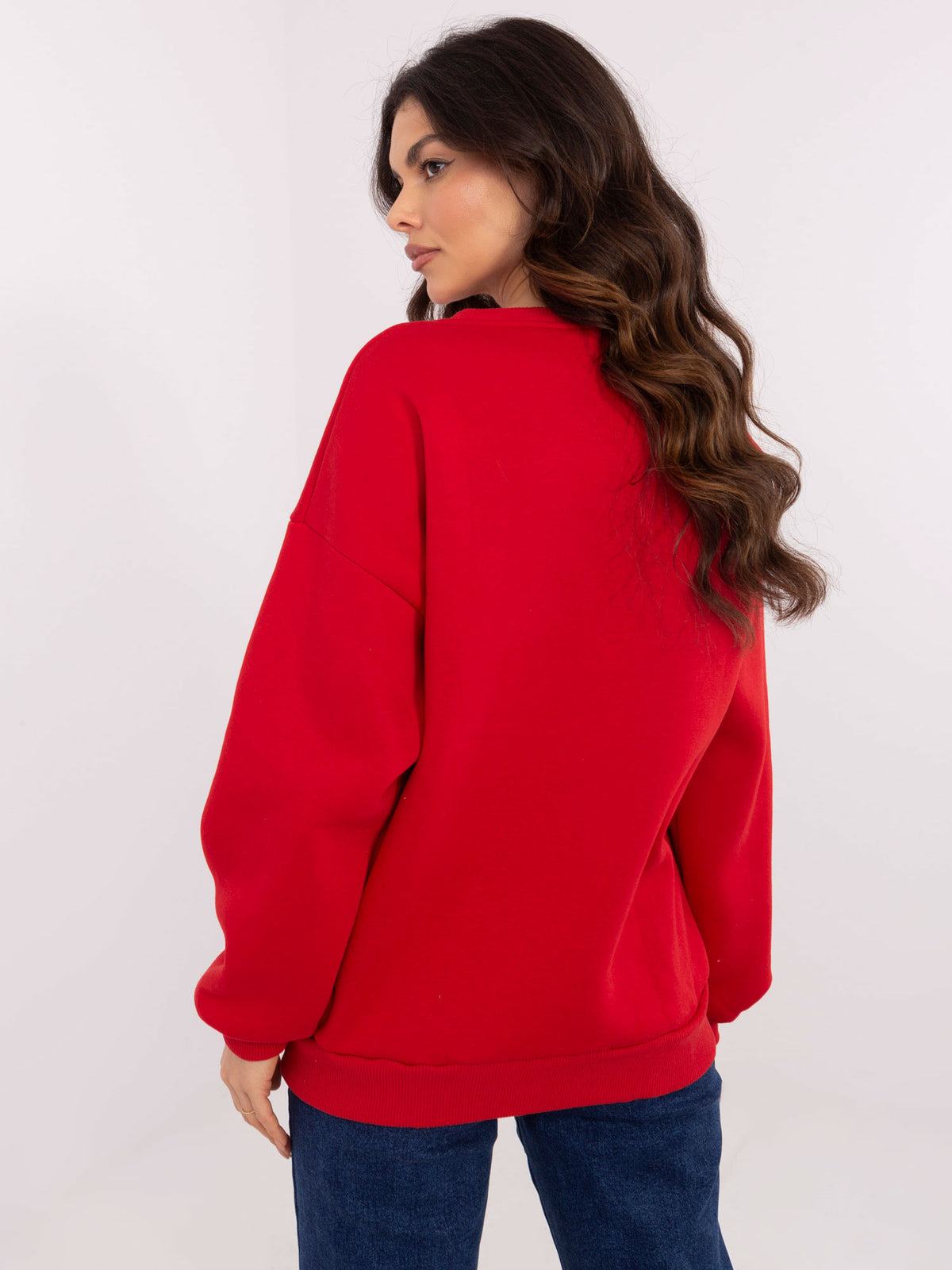 Oversized Sweater met Tekst – Rood