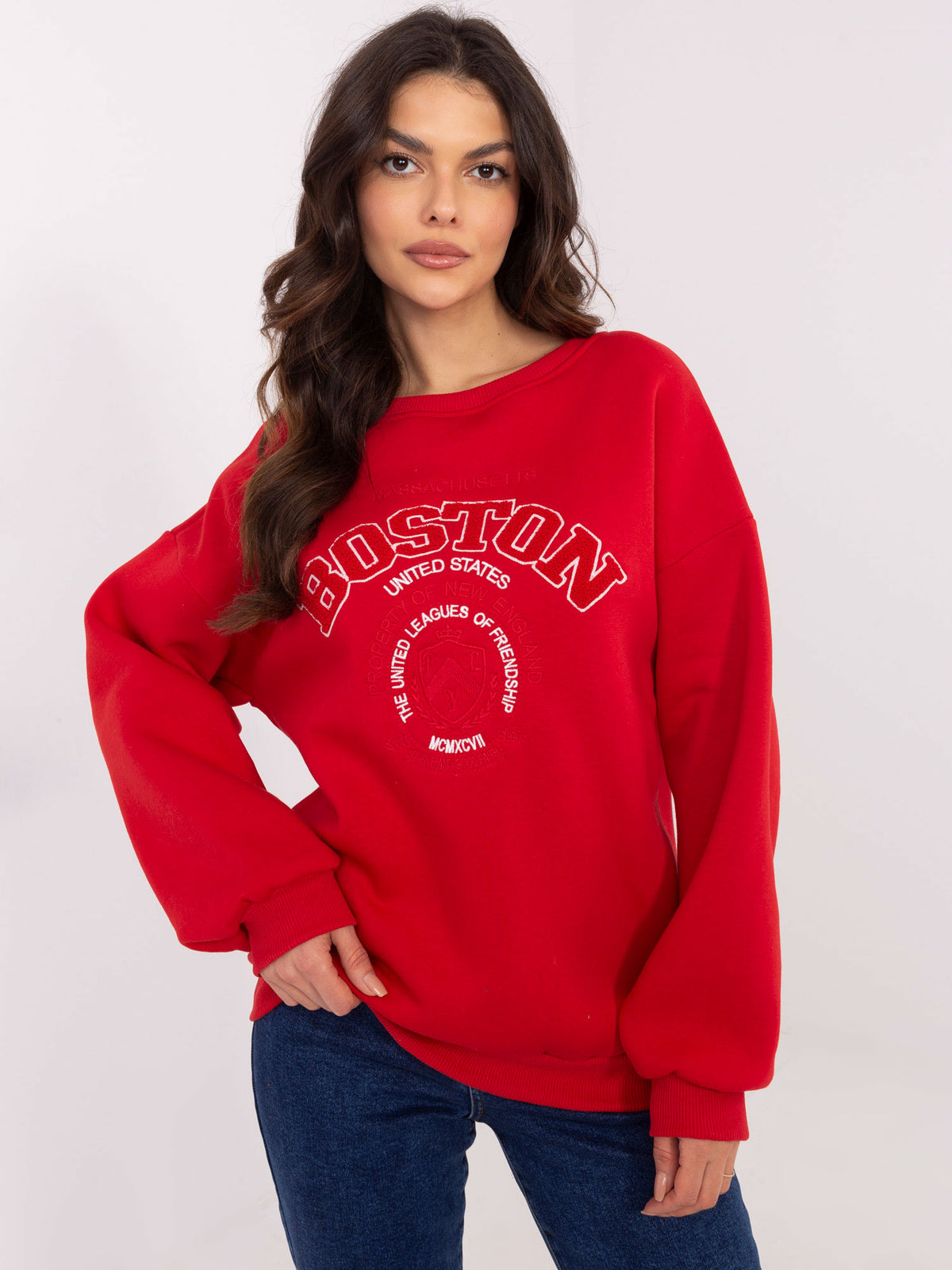 Oversized Sweater met Tekst – Rood