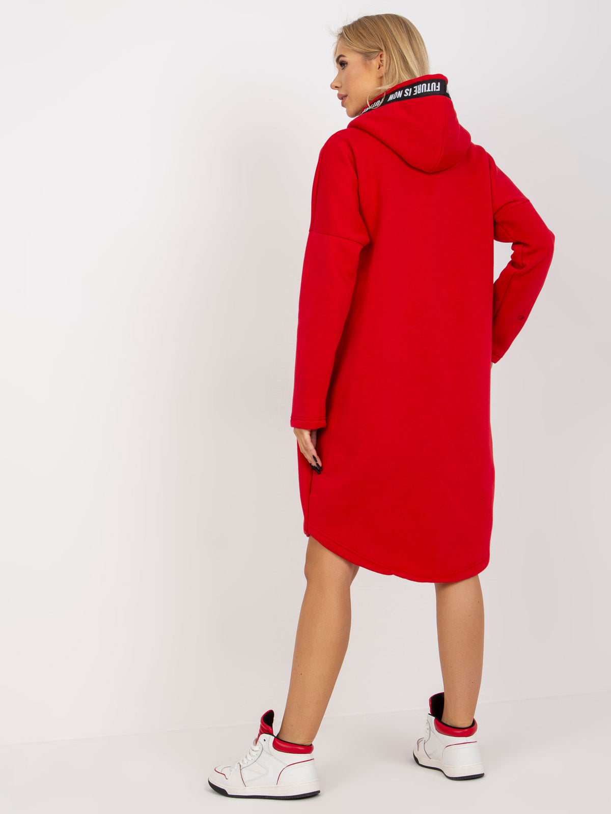 Lange Oversized Sweater met Rits – Rood