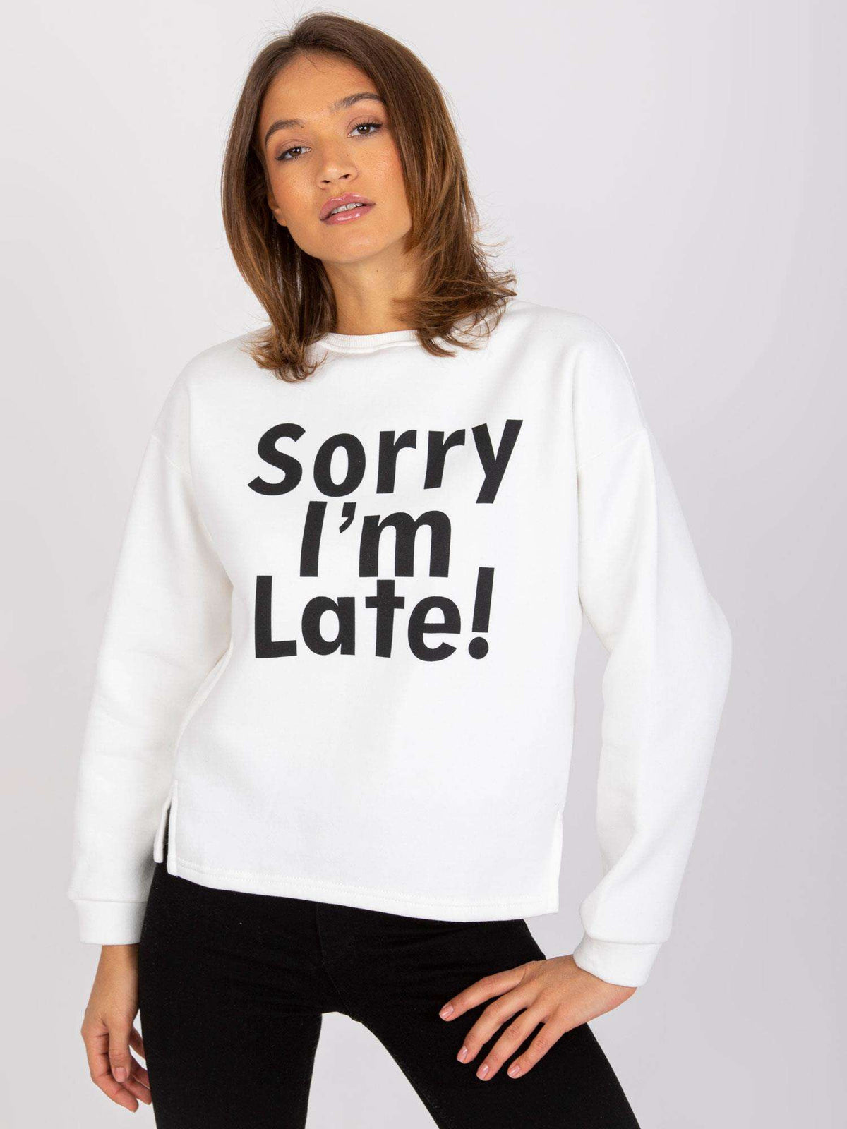 Sweater met Francisco-Print – Ecru