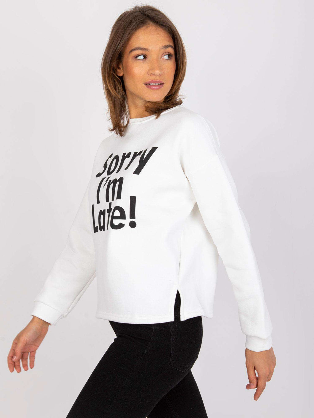 Sweater met Francisco-Print – Ecru