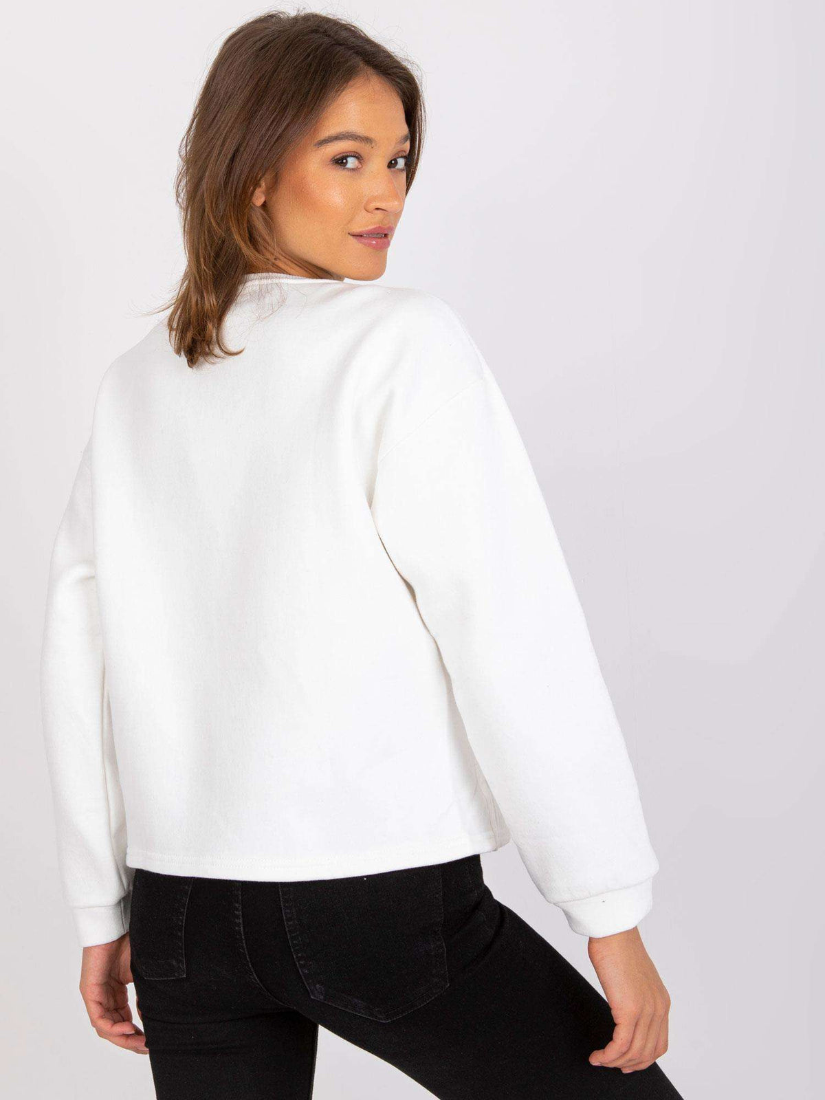 Sweater met Francisco-Print – Ecru