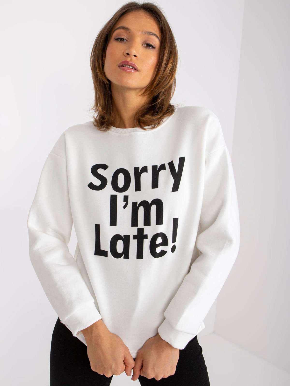 Sweater met Francisco-Print – Ecru