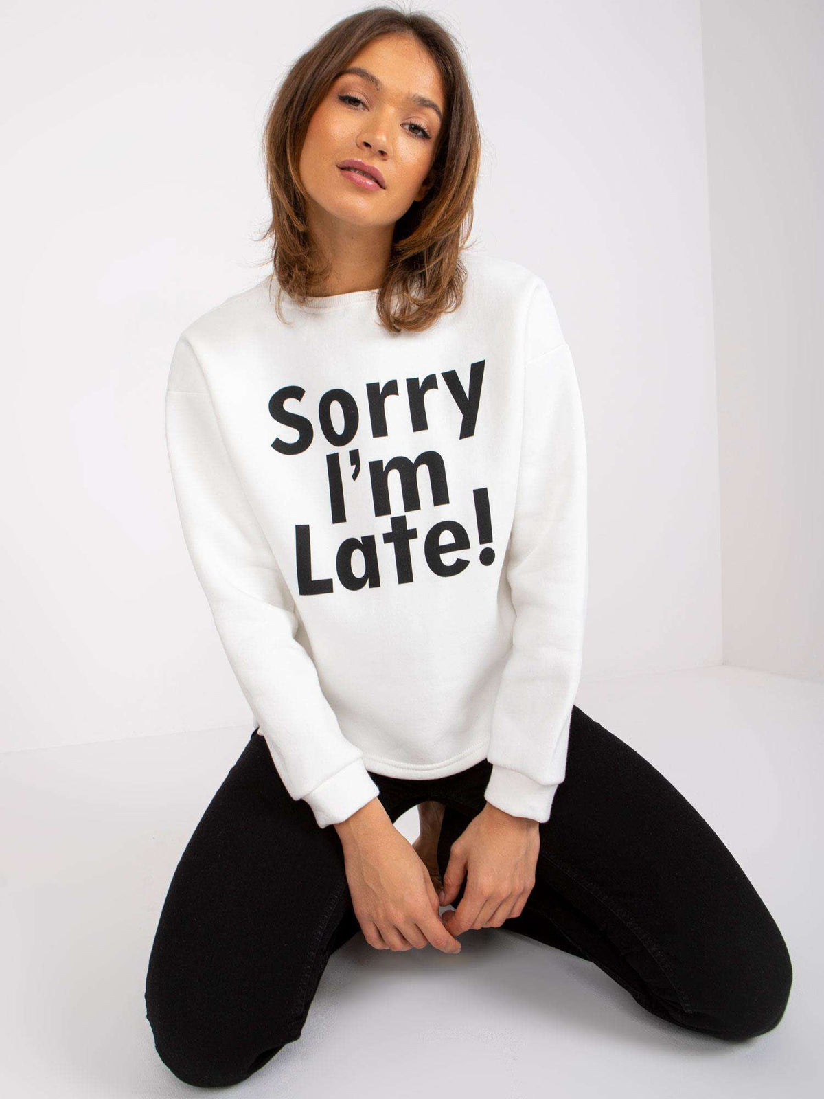 Sweater met Francisco-Print – Ecru