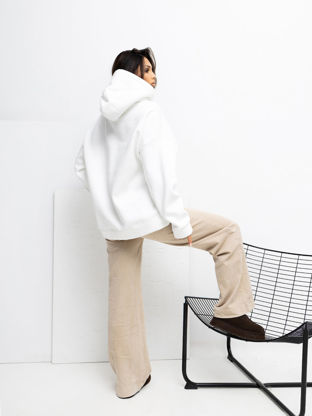Hoodie met Tekst – Ecru