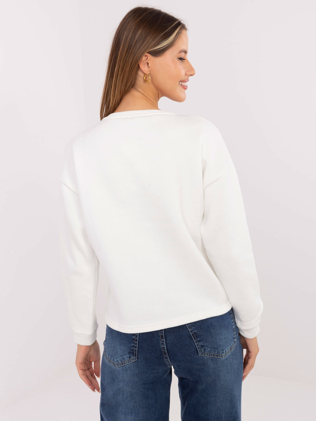 Sweater met Tekstprint – Wit/Blauw