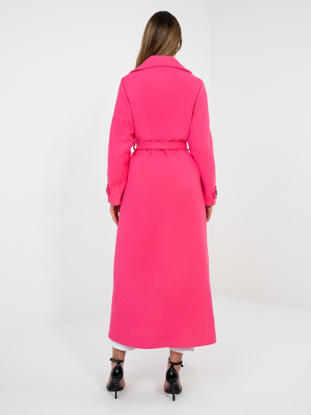 Lange Damesjas MAYA met Ceintuur – Neonroze