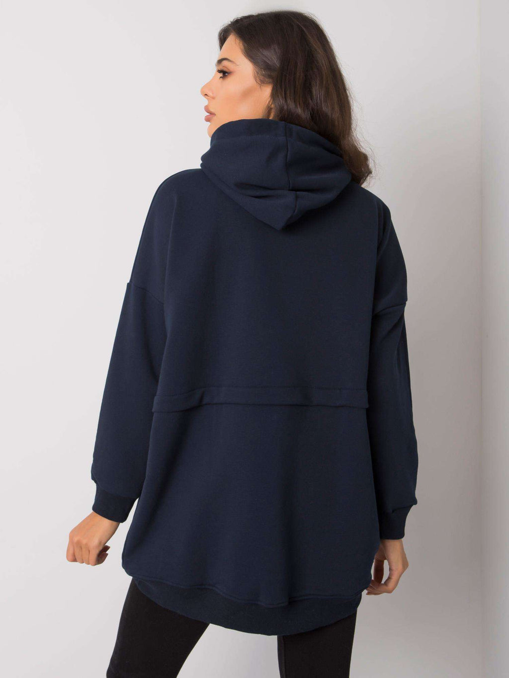 Edna Hoodie met Borduursel – Donkerblauw