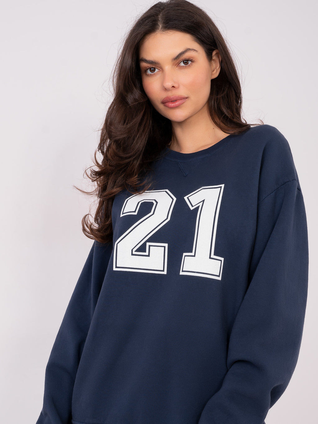 Oversized Sweater met Print – Donkerblauw