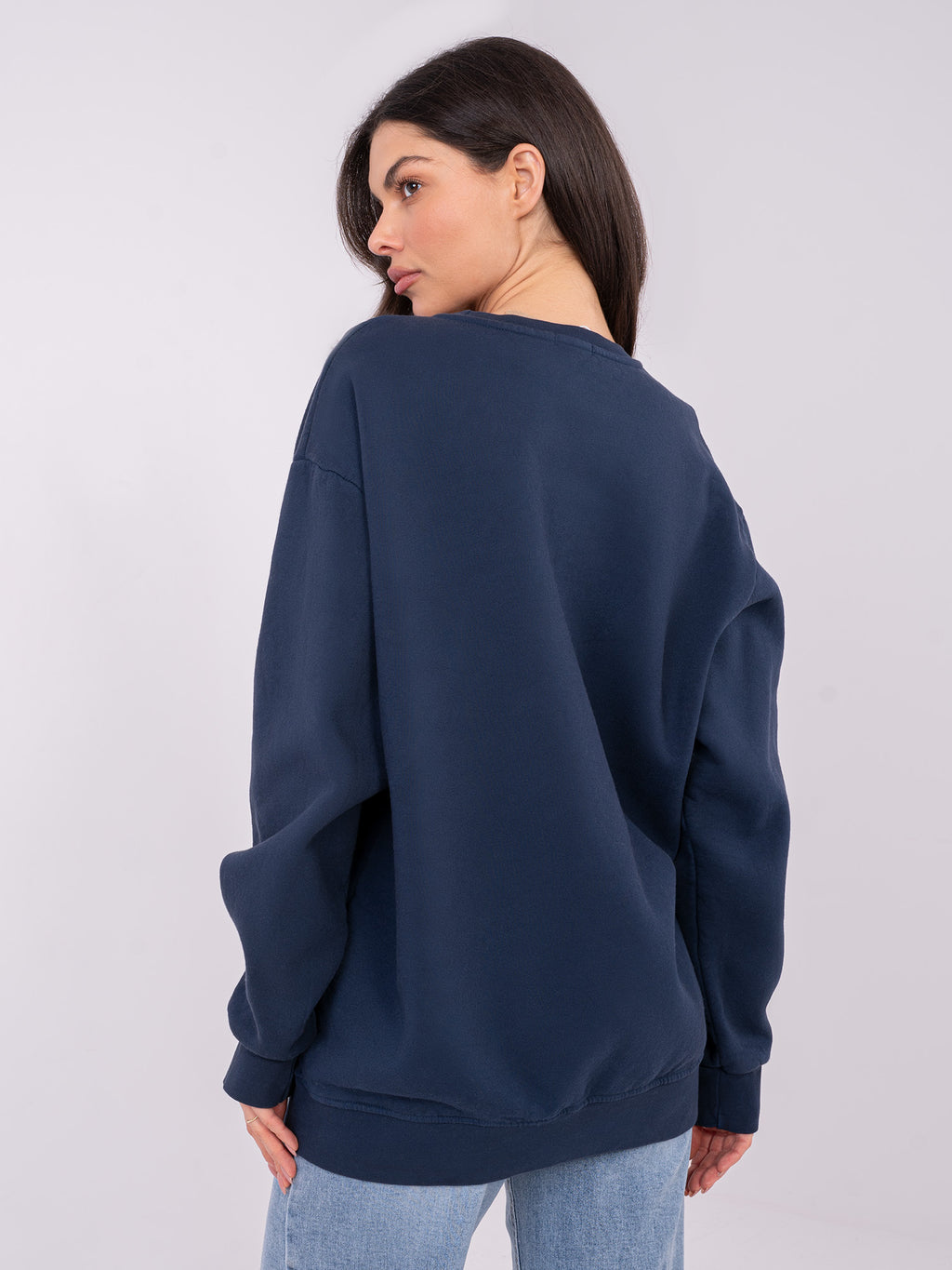 Oversized Sweater met Print – Donkerblauw