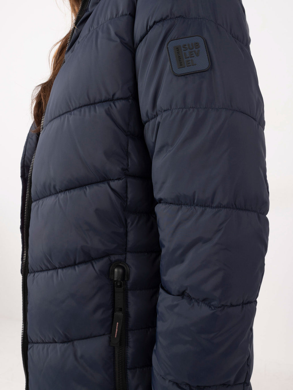 Lange Gewatteerde Winterjas met Capuchon – Donkerblauw